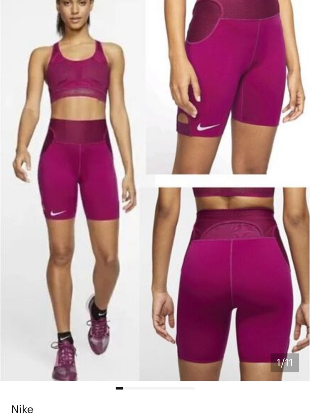 NIKE SET Sports Bra and City Ready Women 7" Running Shorts Size Small Berry